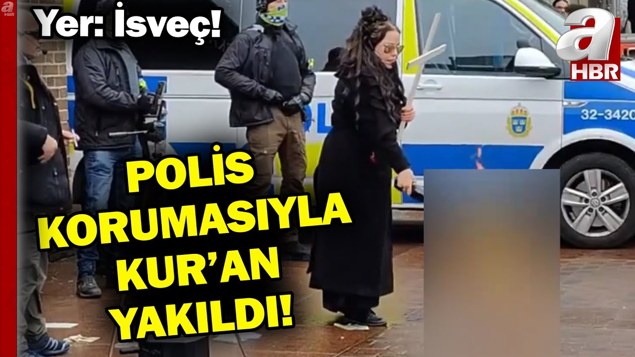 İsveç'te Bir Kadın Polis Korumasıyla Kur'an-ı Kerim Yaktı! | @ahaber