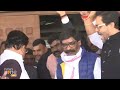 Former Jharkhand CM Hemant Soren leaves from State Assembly after participating in Floor Test