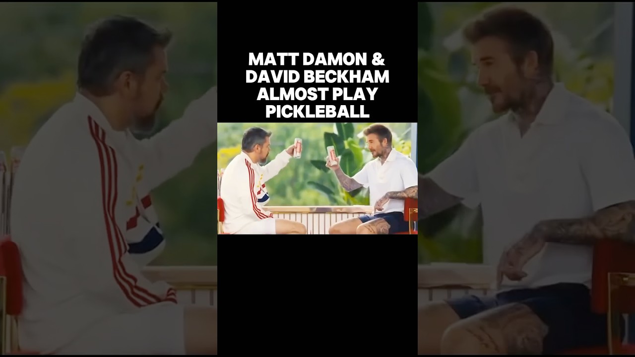 Matt Damon & David Beckham almost play pickleball 🍻
