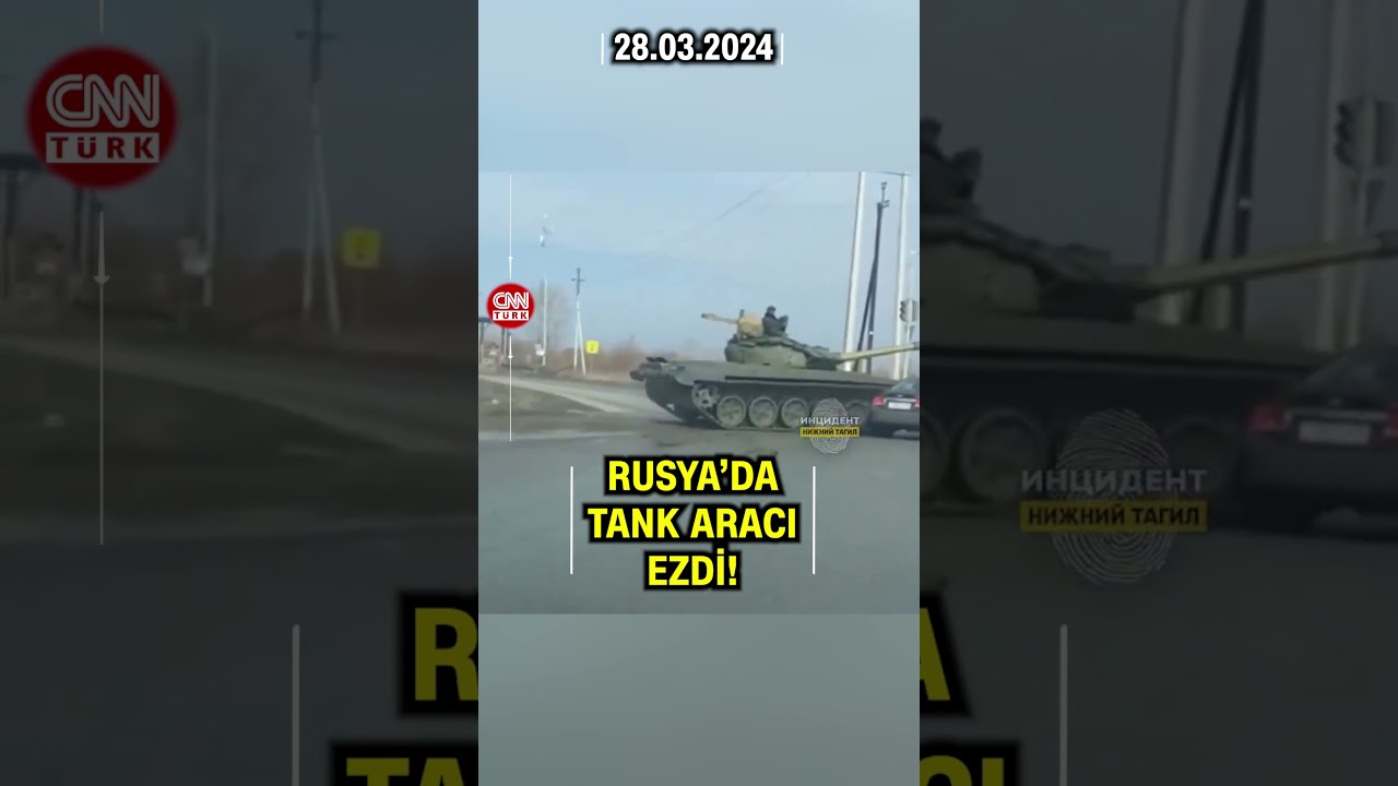 Rusya'da Akılalmaz Tank Olayı! Kırmızı Işıkta Bekleyen Araca Tank Girdi #Shorts