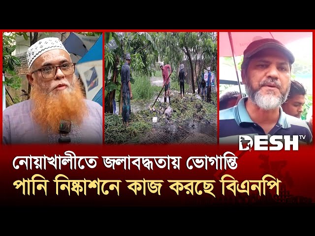 নোয়াখালীতে জলাবদ্ধতায় ভোগান্তি, পানি নিষ্কাশনে কাজ করছে বিএনপি | Noakhali | BNP | Desh TV