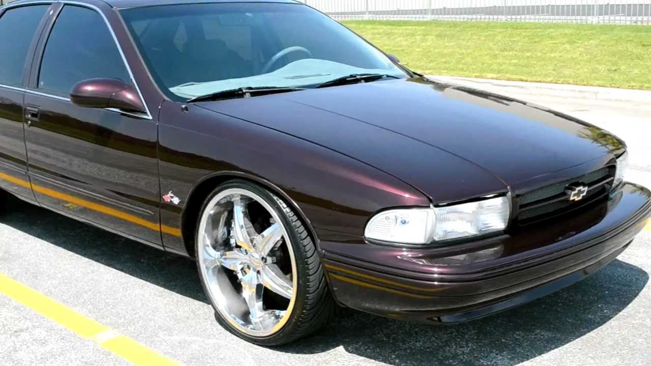 1996 Impala SS Dark Cherry metallic on 22 Foose - YouTube