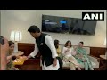 Union Minister Anurag Thakur distributes sweets to special women invitees, at the Parliament  - 00:43 min - News - Video