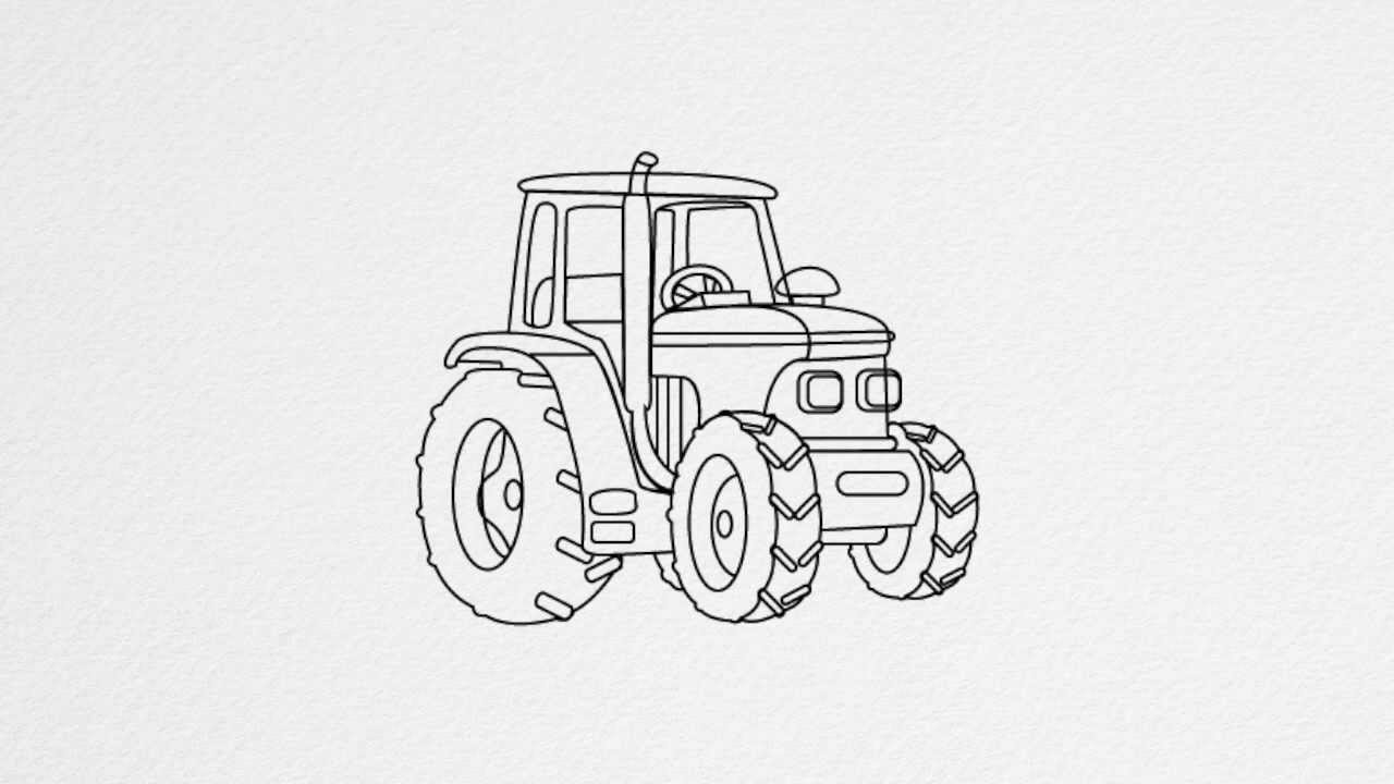 How To Draw A Tractor Step By Step Youtube