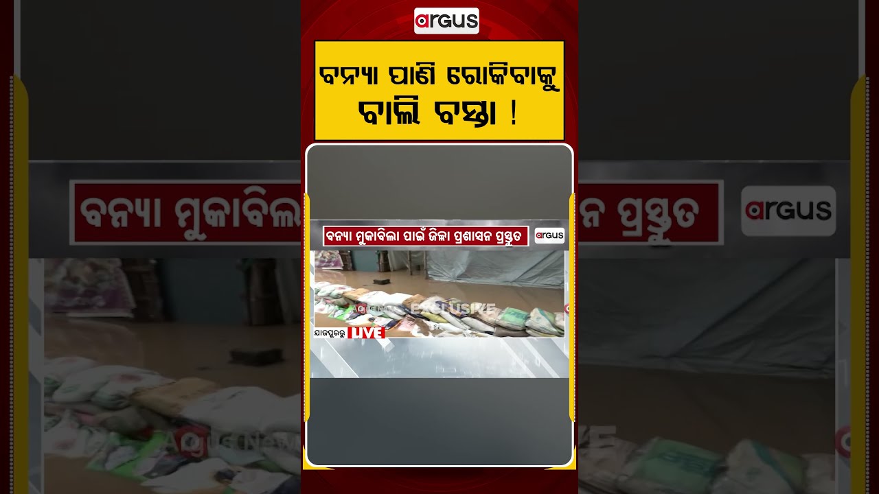 ବନ୍ୟା ପାଣି ରୋକିବାକୁ ବାଲି ବସ୍ତା | Jajpur Flood Alert: Baitarani River Above Danger Mark | Argus News