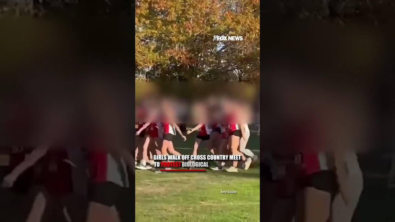 Girls walk off cross country meet to protest biological male athlete #shorts