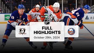 NHL Highlights | Ducks vs. Islanders - October 29, 2024