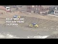 Rogue wave and high surf pound California  - 01:36 min - News - Video