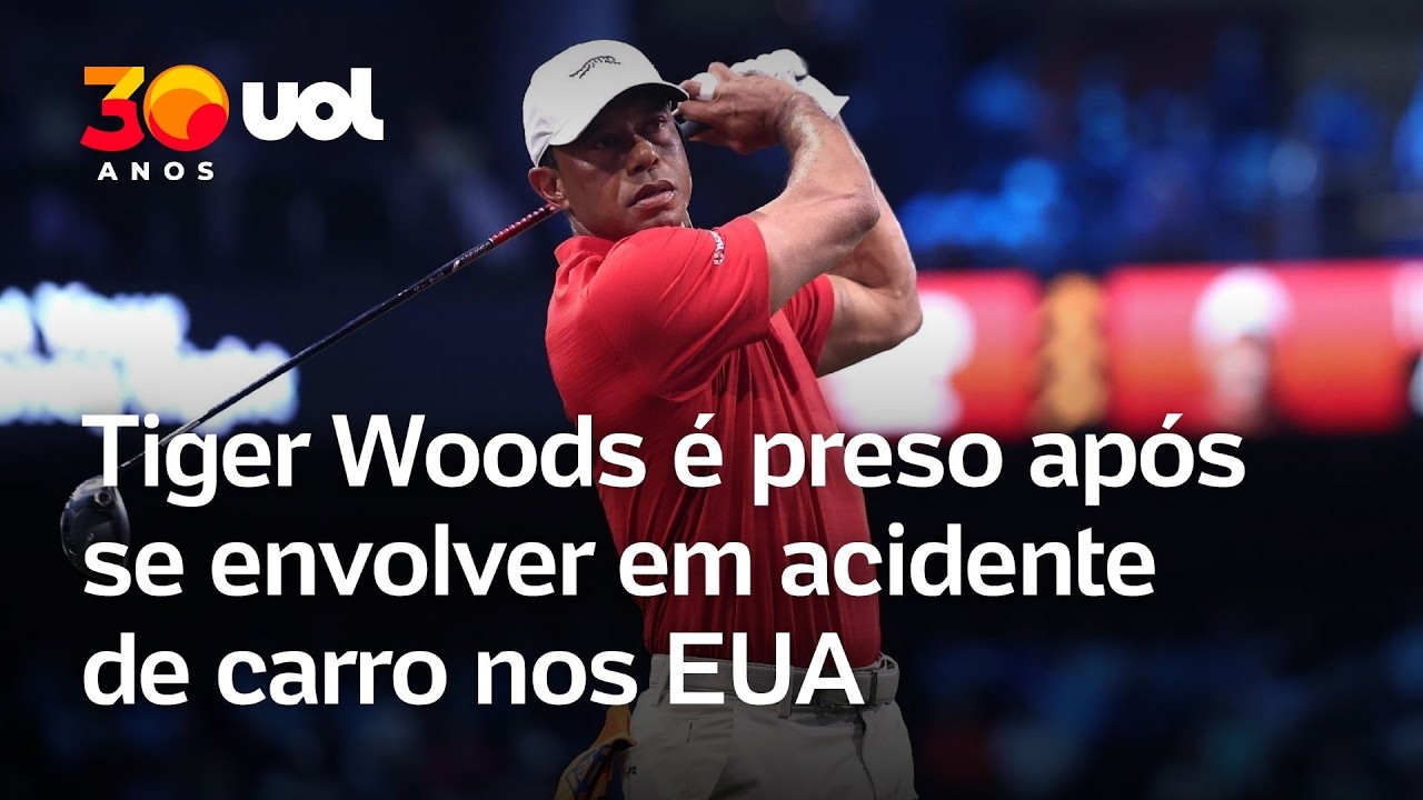 Tiger Woods é preso após se envolver em acidente de carro nos EUA