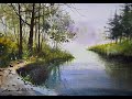 Watercolour Serenity  Misty River Reflection