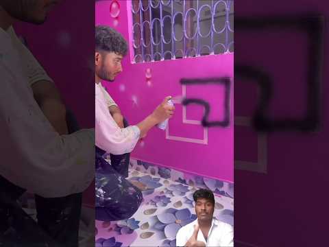 #wall Maskin teyip wall design painting bedroom #wallpaiting #art #wall#trending #viral #shortvideo