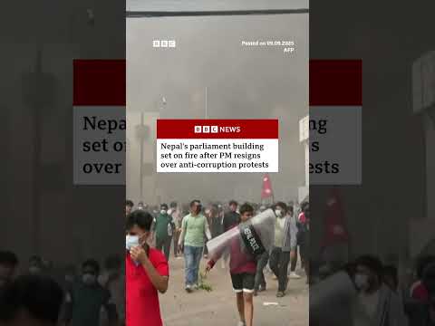 Nepal's parliament set on fire after PM resigns over anti-corruption protests. #Nepal