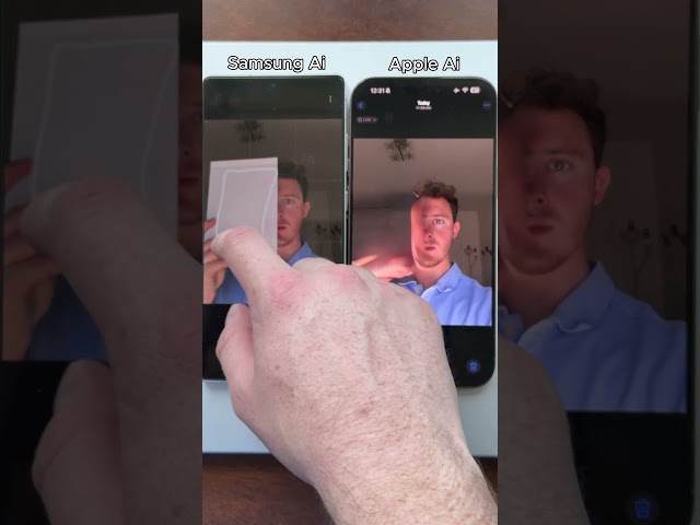 Apple AI vs Samsung AI: Who Can Remove the Book from My Face Better? 🤯📱 #appleai #samsungai