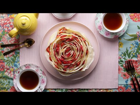Strawberry Rose Crepe Cake