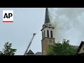 Church catches fire following storms in Wisconsin