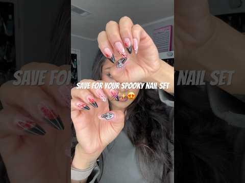 Cute spooky nails: save for inspo 💅🏽✨ #spookyseason #spookynails #halloween #halloweennails #fyp
