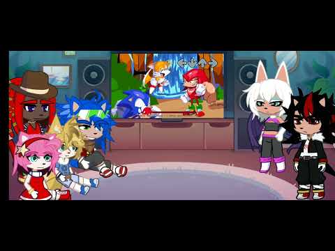 Sonic characters react to LOCK-ON Fnf (First gacha reaction video)