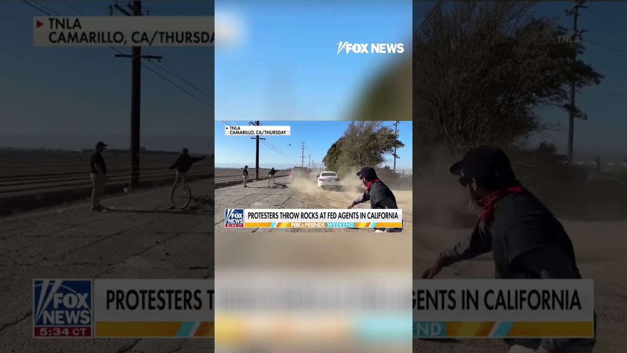 WATCH: Protesters throw rocks at ICE agents in California