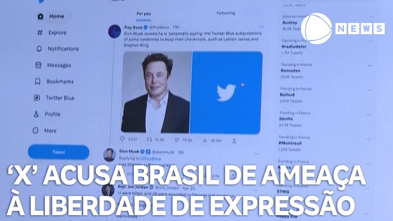 Rede social X acusa Brasil de ameaça à liberdade de expressão