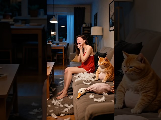 حكايه البنت اللي بتنقذ البطه🦆لكن القط بتاعها بيخلص عليها😭 #foryou #cat #كوميديات #قطط #هتضحك #cat