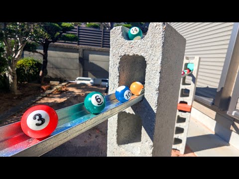 Marble Run Race ☆ Block Bridge Tunnel Hand-made Course