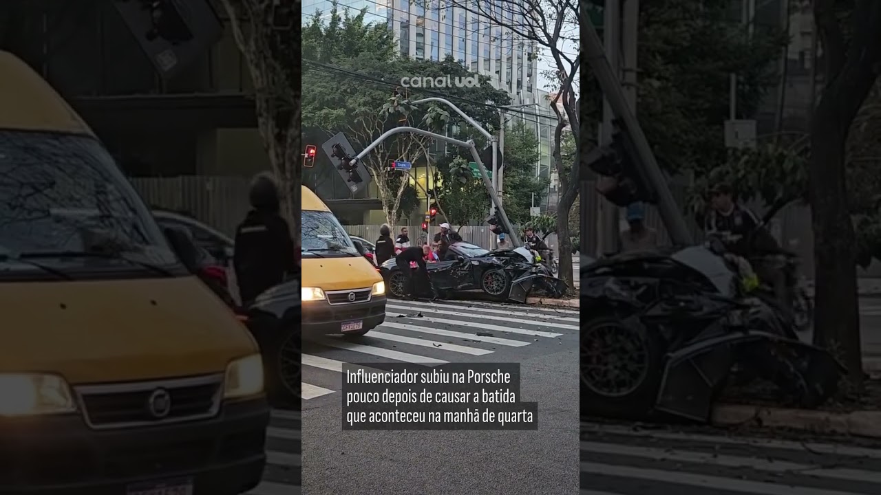 Gato Preto sobe em Porsche destruído e ameaça vítima após acidente em SP vídeo