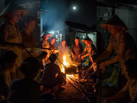 Những người phụ nữ cùng nhau nấu cơm tập thể cứu trợ, sau mưa lũ 2025