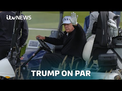 Tight security while Trump plays golf in Scotland as hundreds protest his visit | ITV News