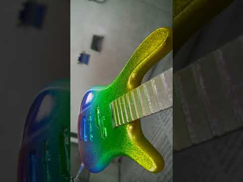 Warwick Lacquering Booth | Metal Flake Rainbow Finish #bass #warwick #lacquer #finish #streamer