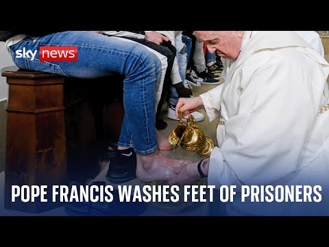 Watch live: Pope Francis takes part in traditional Holy Thursday washing of the feet ceremony