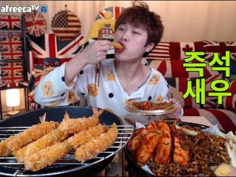 BJ꽃돼지 짜왕매운맛+새우튀김+알타리김치 먹방