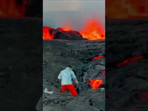 Lava samples taken from erupting volcano