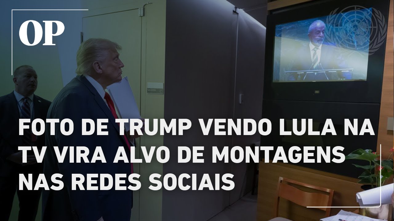 Foto de Trump vendo discurso de Lula na ONU em TV viraliza com montagens nas redes sociais confira