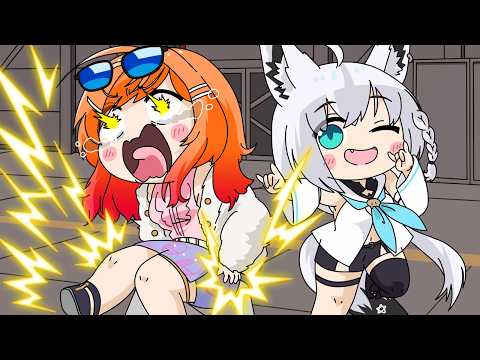 【手描き】とりあえず電流を流されるりりか【一条莉々華/白上フブキ/さくらみこ/星街すいせい/大神ミオ/ホロライブ切り抜き漫画】