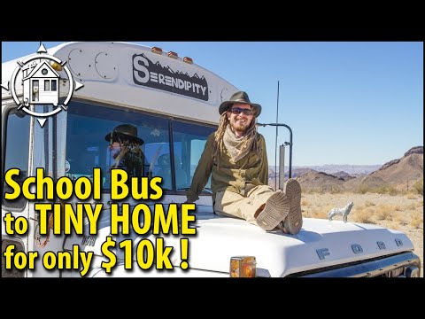 Artist short bus conversion for just $10k! (Tiny Home Tour)