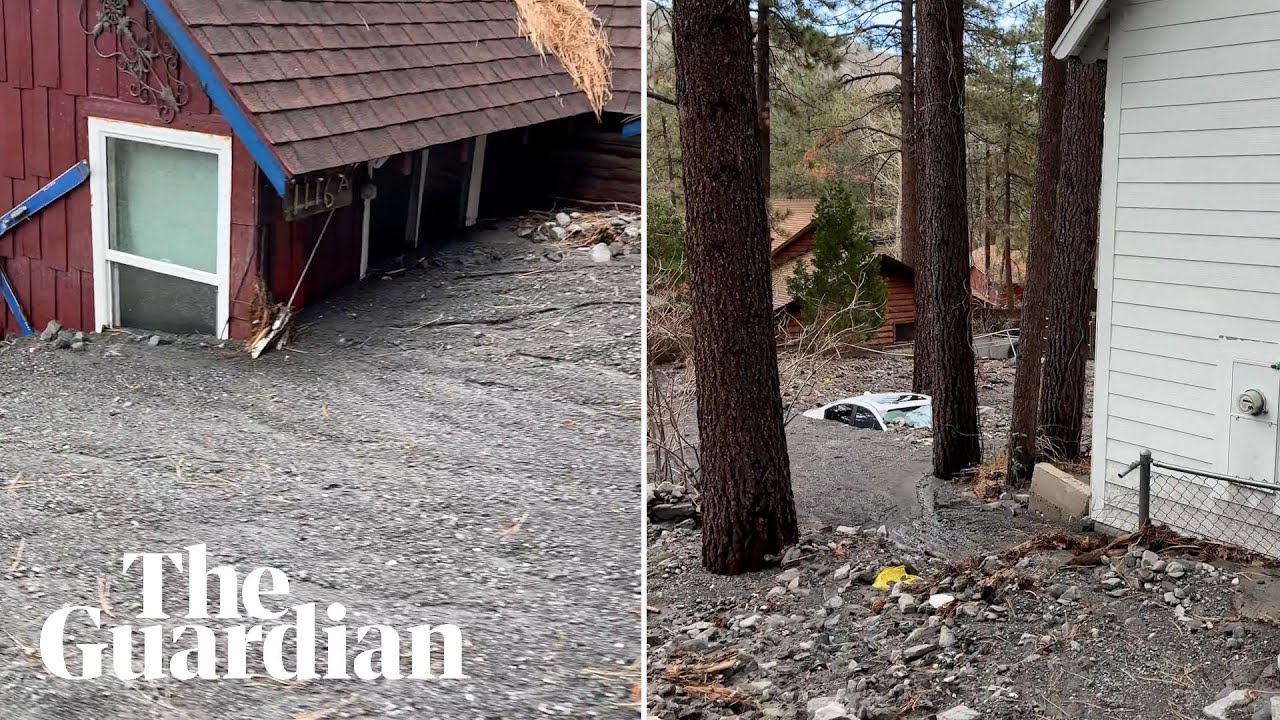 Footage shows homes buried in mud after California floods