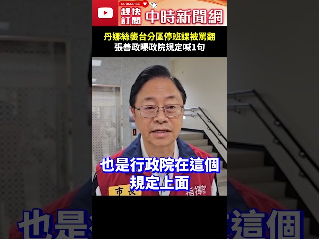 丹娜絲襲台分區停班課被罵翻　張善政曝政院規定喊1句 @ChinaTimes #shorts #張善政 #丹娜絲 #颱風假 #行政院 #規定 #達標 #放假 #分區 #臉書 #灌爆 #民眾 #穩當