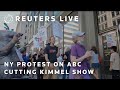 LIVE: Protestors at ABC in NYC over canceled Jimmy Kimmel show