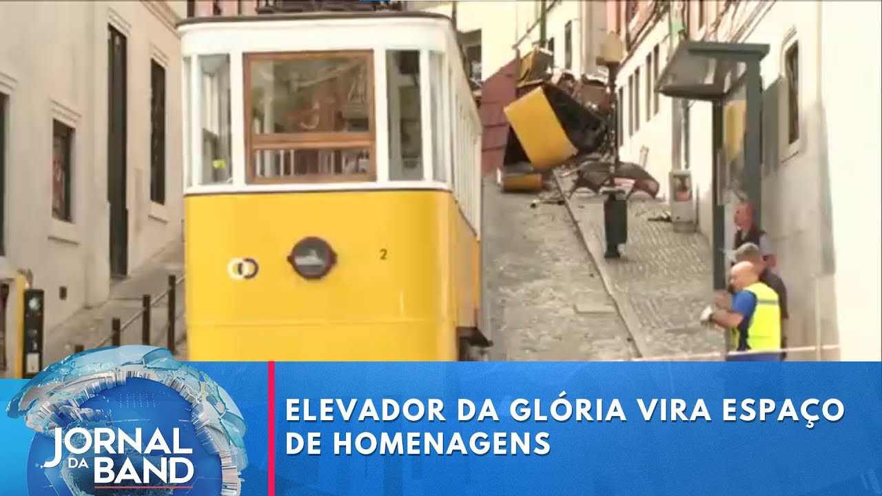Elevador da Glória se transforma em espaço de homenagens às vítimas após tragédia | Jornal da Band