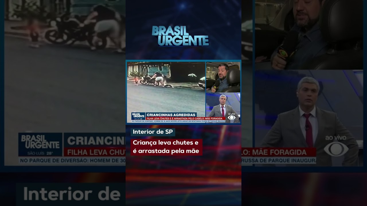 Criança leva chutes e  é arrastada pela mãe