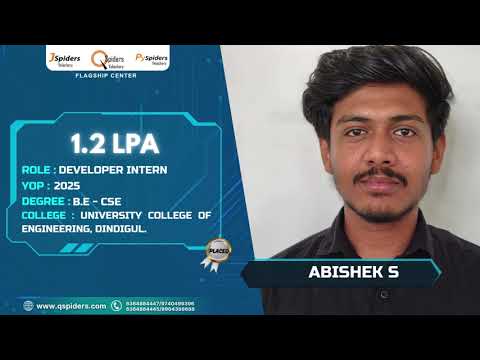 Congratulations, Abishek S, for getting placed as a Developer Intern.