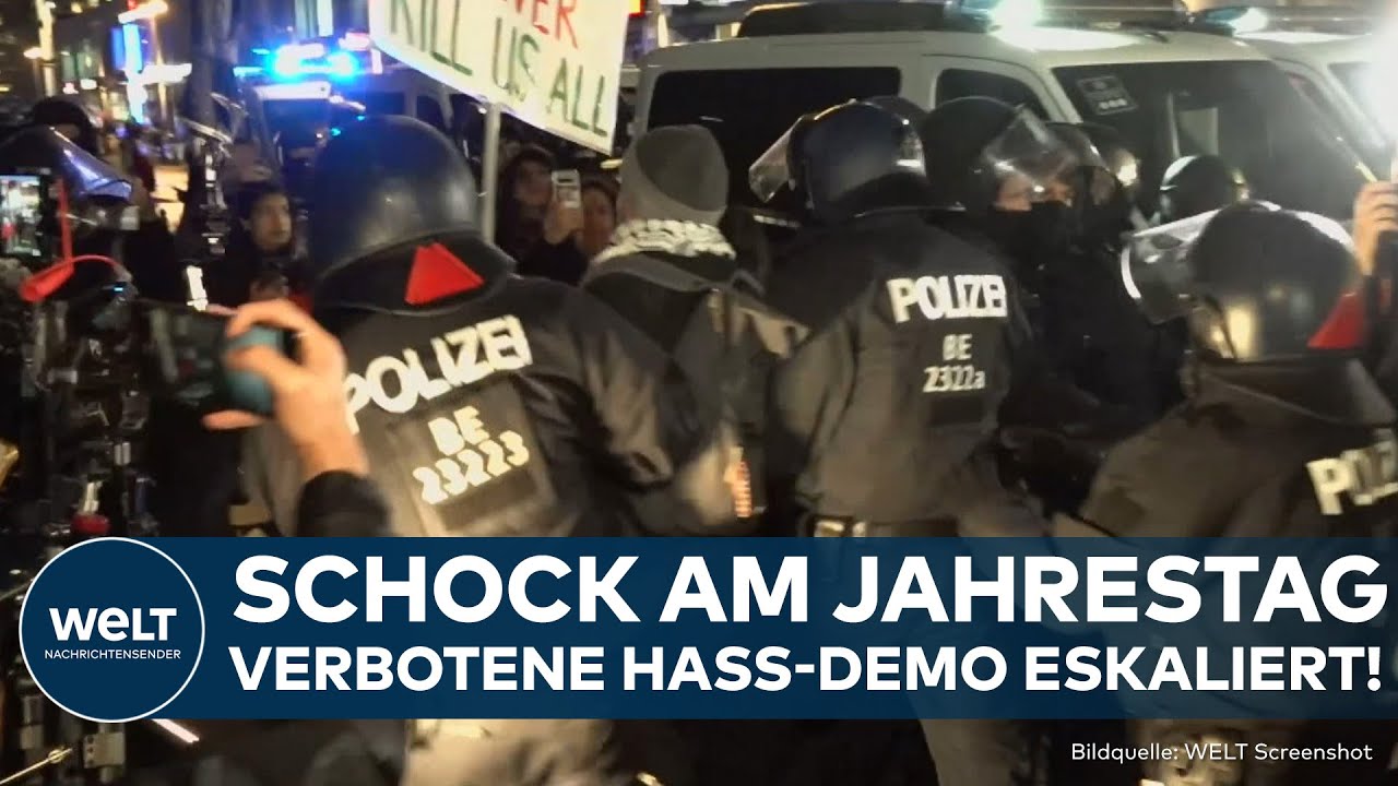 KRAWALLE IN BERLIN: Verbotene Demo am Jahrestag des Hamas-Angriffs – Polizei stoppt Israel-Hasser!