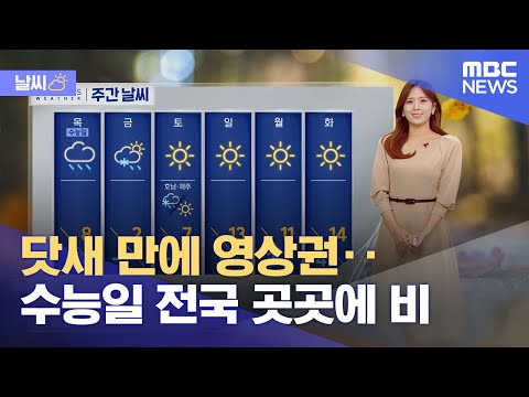 [날씨] 닷새 만에 영상권‥수능일 전국 곳곳에 비 (2023.11.15/뉴스투데이/MBC)