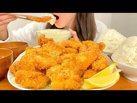 【揚げ物爆食】タルタルソースに揚げたての揚げ物をつけて大食い【カキフライ/ エビフライ】