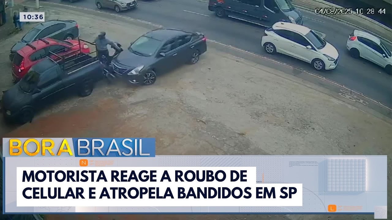 Motorista reage a roubo de celular e atropela bandidos em SP