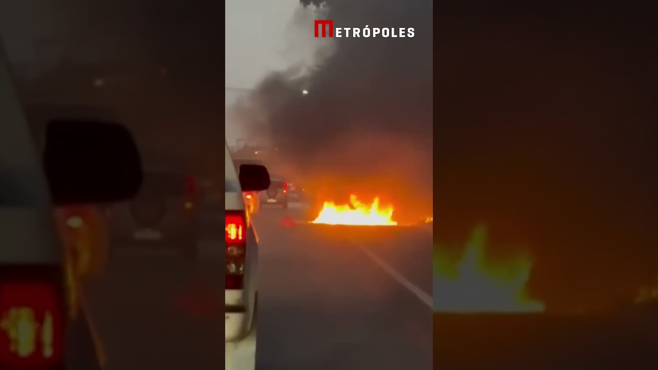 Motorista salva mulher e bebê de carro em chamas em GO