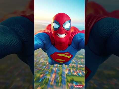 Spider man wearing super man suite and flying in the sky #short #shorts