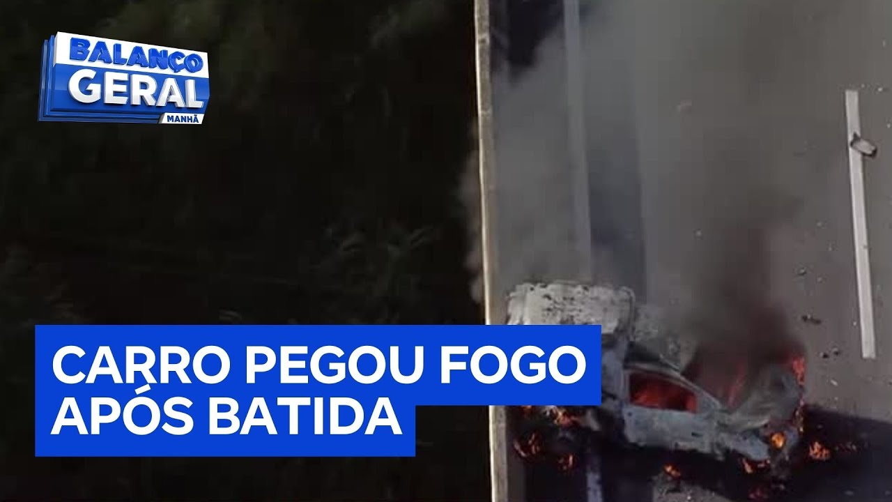 Carro pega fogo e provoca congestionamento na chegada a São Paulo pela Rodovia dos Bandeirantes