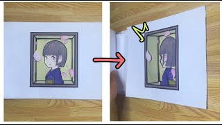 カメラを動かすことで立体的に見えるトリックアート《桜吹雪の彼女》