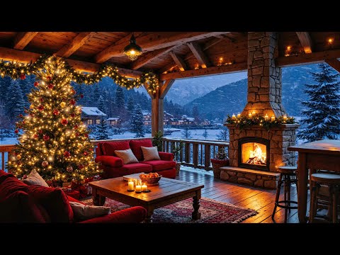 Cozy Christmas Ambience 4K🎄| Relaxing Fireplace, Snowy Views & Warm Holiday Decor for Relaxation ✨
